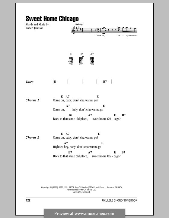 Sweet Home Chicago (Eric Clapton): para ukulele by Robert Leroy Johnson