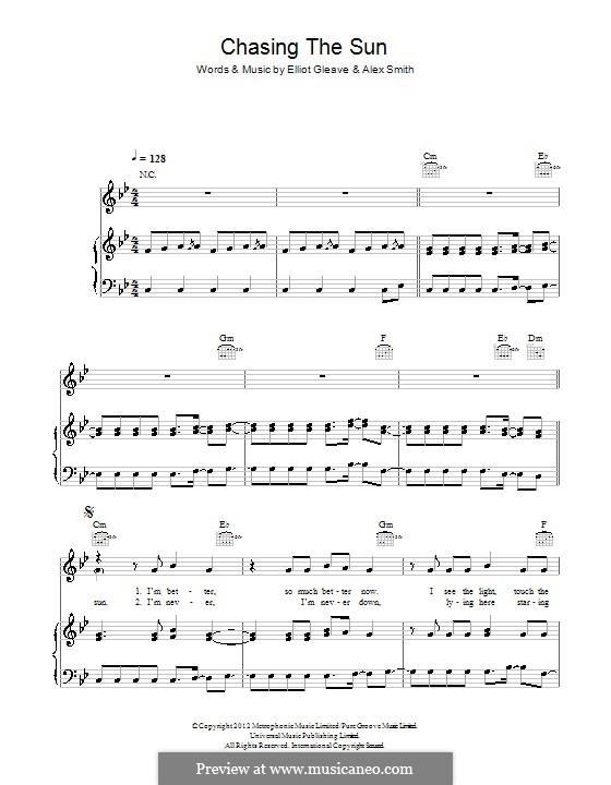 Chasing the Sun (The Wanted): Para vocais e piano (ou Guitarra) by Alex Smith, Elliot Gleave