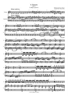 Sonata for Violin and Piano No.4 in G Major, K.9: Large format score by Wolfgang Amadeus Mozart