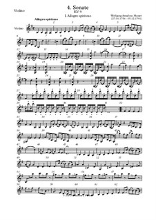 Sonata for Violin and Piano No.4 in G Major, K.9: parte Solo by Wolfgang Amadeus Mozart