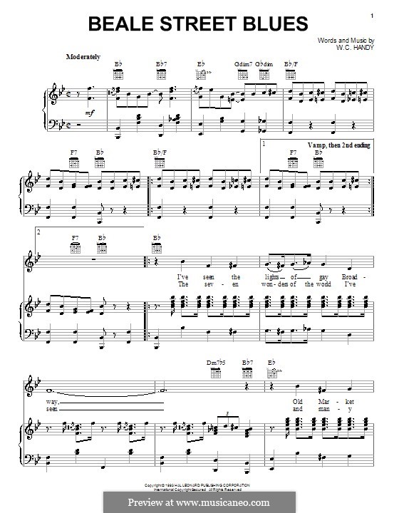 Beale Street Blues: Para vocais e piano (ou Guitarra) by William Christopher Handy