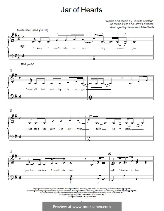 Jar of Hearts: Para Piano by Barrett Yeretsian, Christina Perri, Drew Lawrence
