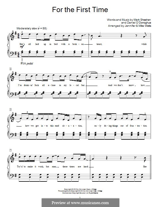 For the First Time (The Script): Para Piano by Danny O'Donoghue, Mark Sheehan