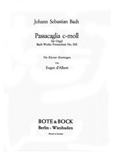 Passacaglia and Fugue in C Minor, BWV 582: Passacaglia. Transcription for piano by Johann Sebastian Bach