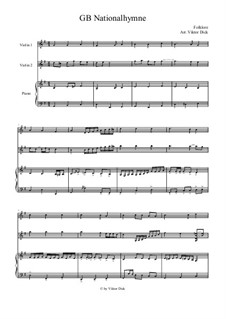 God Save the Queen: para dois violinos e piano by Thomas Augustine Arne