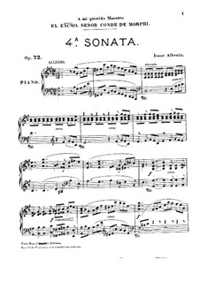 Piano Sonata No.4, Op.72: para um único musico (Editado por H. Bulow) by Isaac Albéniz