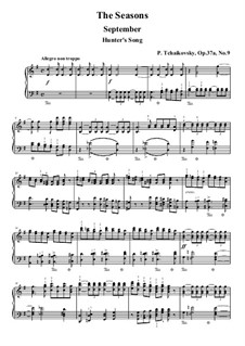 No.9 September (The Hunt): para piano (partituras de alta qualidade) by Pyotr Tchaikovsky