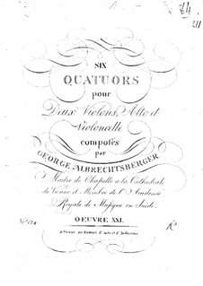 Six String Quartets, Op.21: violino parte I by Johann Georg Albrechtsberger