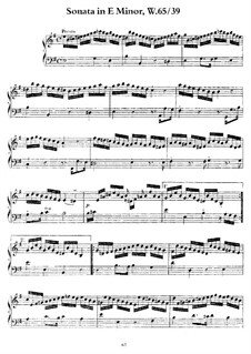 Sonata for Keyboard in E Minor, H 176 Wq 65:39: para um único musico (Editado por H. Bulow) by Carl Philipp Emanuel Bach