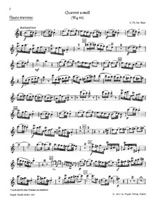 Piano Quartet, H 537 Wq 93: parte flauta by Carl Philipp Emanuel Bach