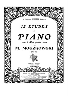 Twelve Etudes for Left Hand, Op.92: set completo by Moritz Moszkowski