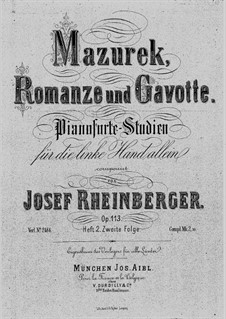 Piano Studies for the Left Hand Alone, Op.113: Book II (No.4-6) by Josef Gabriel Rheinberger