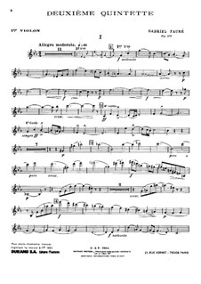 Piano Quintet No.2 in C Minor, Op.115: parte de cordas by Gabriel Fauré