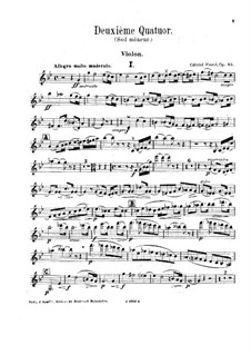 Piano Quartet No.2 in G Minor, Op.45: parte de cordas by Gabriel Fauré