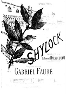 Shylock. Suite, Op.57: Movement V. Nocturne, for piano four hands by Gabriel Fauré