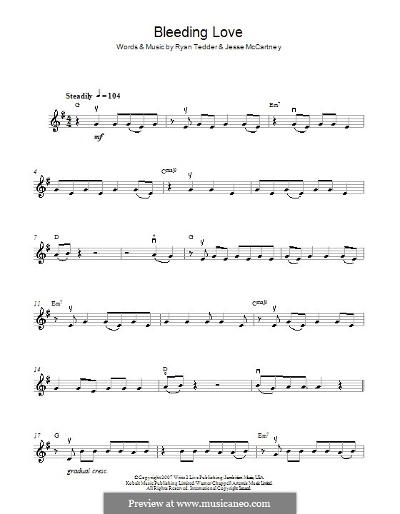 Bleeding Love (Leona Lewis): para violino by Jesse McCartney, Ryan B Tedder