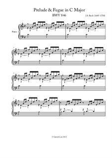 Prelude and Fugue No.1 in C Major, BWV 846: Prelude, for keyboard by Johann Sebastian Bach