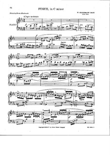 Fugue in C Minor, F 32: para um único musico (Editado por H. Bulow) by Wilhelm Friedemann Bach