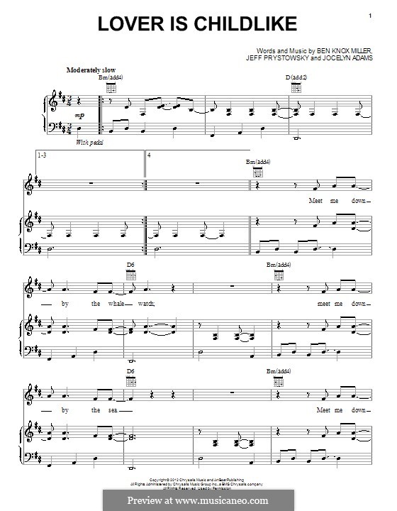 Lover Is Childlike (The Low Anthem): Para vocais e piano (ou Guitarra) by Benjamin Knox Miller, Jeffrey Prystowsky, Jocelyn Adams