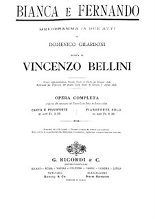 Bianca e Fernando: Partitura Piano-vocal by Vincenzo Bellini