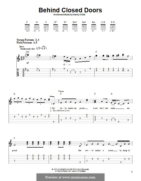 Behind Closed Doors (Charlie Rich): Para guitarra com guia by Kenny O'Dell