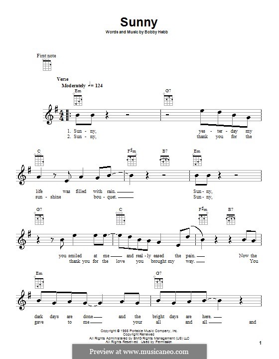Sunny: para ukulele by Bobby Hebb