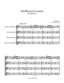 MacPherson's Lament: para quarteto de saxofone by James MacPherson