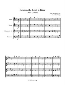 Rejoice the Lord Is King: Para quarteto de sopro by John Darwall