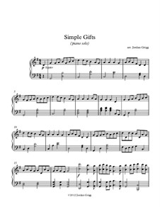 Simple Gifts: Para piano solo by Joseph Brackett