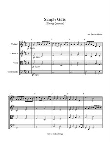 Simple Gifts: para quartetos de cordas by Joseph Brackett