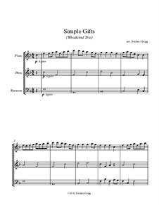 Simple Gifts: Para trio de instrumento de sopro de madeira by Joseph Brackett