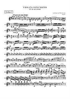 Concerto for Violin and Orchestra in D Major, Op.61: violino parte I by Ludwig van Beethoven