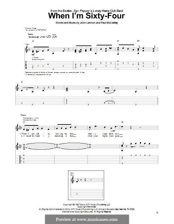 When I'm Sixty-Four (The Beatles), for One Instrument: Para guitarra com guia by John Lennon, Paul McCartney