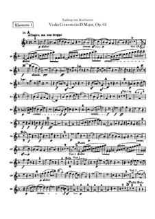 Concerto for Violin and Orchestra in D Major, Op.61: clarinetas parte I-II by Ludwig van Beethoven