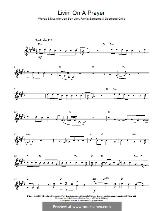 Instrumental version: para Saxofone Alto by Desmond Child, Jon Bon Jovi, Richie Sambora