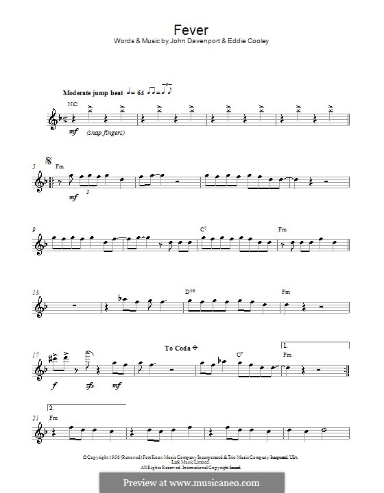 Fever: para Saxofone Alto by Eddie Cooley, John Davenport
