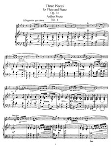 Three Pieces for Oboe and Piano, Op.31: Parte de solo, Score for two performers by Arthur Foote