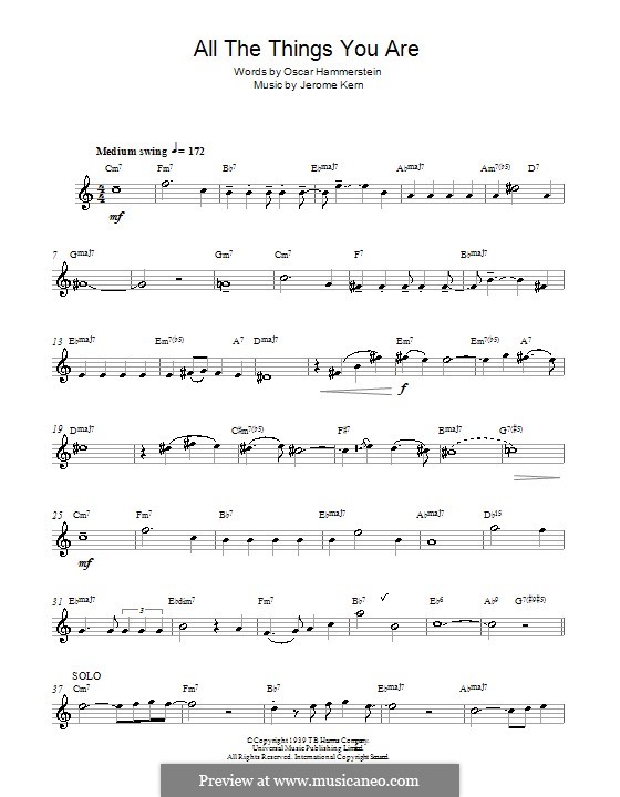 Instrumental version: para Saxofone Alto by Jerome Kern