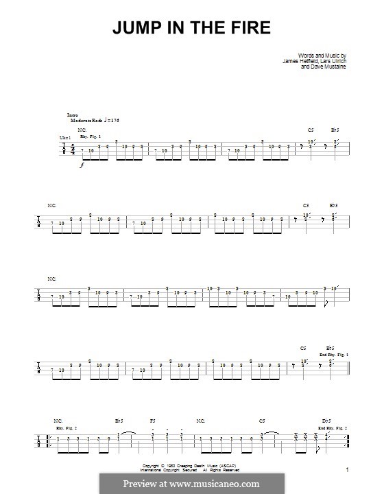 Jump in the Fire (Metallica): para ukulele by Dave Mustaine, James Hetfield, Lars Ulrich