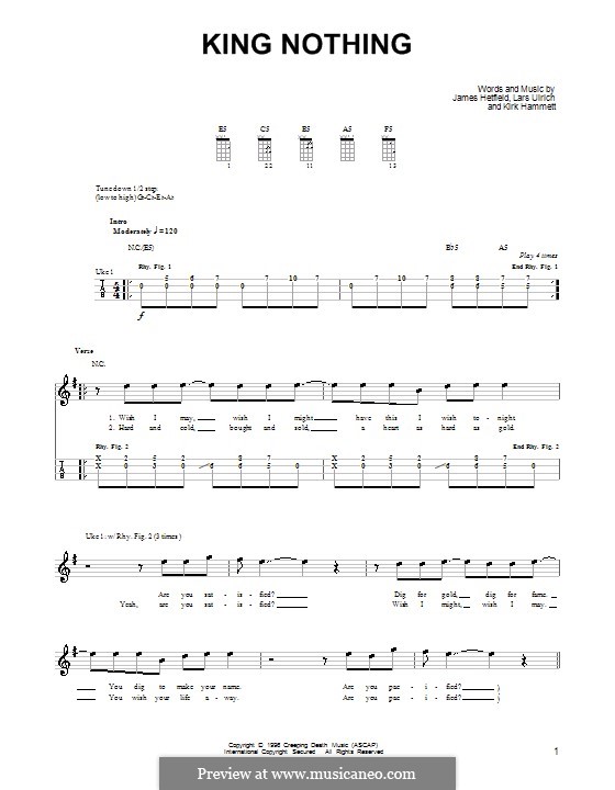 King Nothing (Metallica): para ukulele by James Hetfield, Kirk Hammett, Lars Ulrich