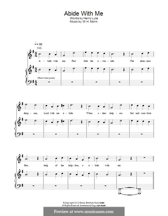 Abide with Me: Para vocais e piano (ou Guitarra) by William Henry Monk