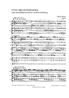 Fünf Orchesterlieder, Op.4: Fünf Orchesterlieder by Alban Berg