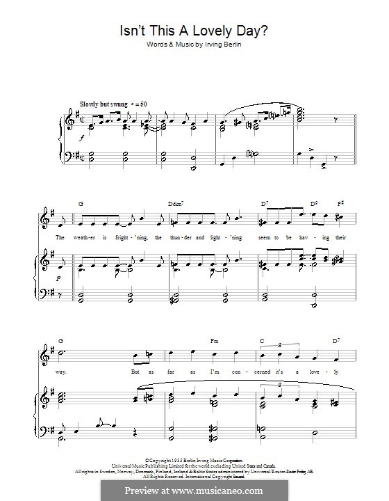 Isn't This a Lovely Day (To Be Caught in the Rain?): para vozes e piano ou guitarra (Top Hat Cast) by Irving Berlin