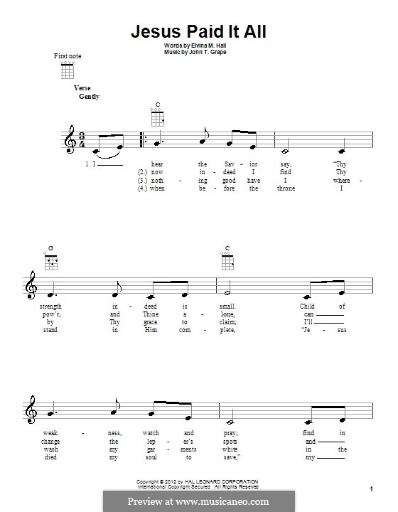 jesus paid it all chords ukulele jesus paid it all chords ukulele