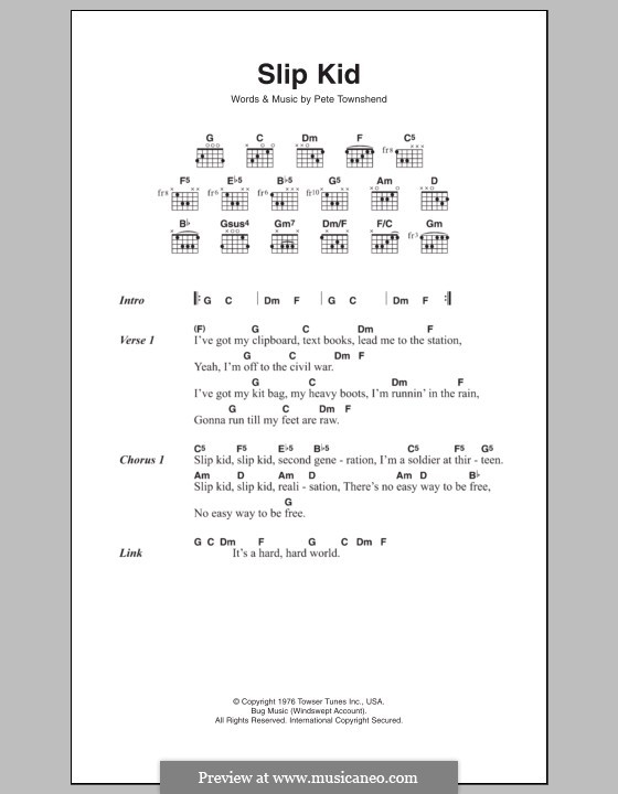 Slip Kid (The Who) por P. Townshend Partituras on músicaNeo