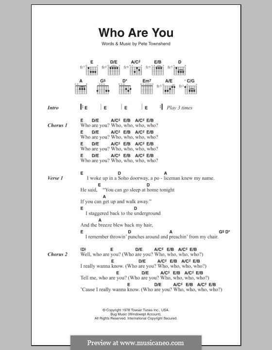 Who Are You? (The Who): Parttitura principal by Peter Townshend