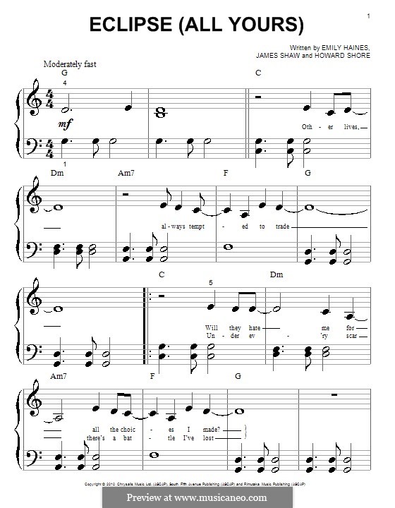 Eclipse (All Yours): Para Piano by Emily Haines, Howard Shore, James Shaw