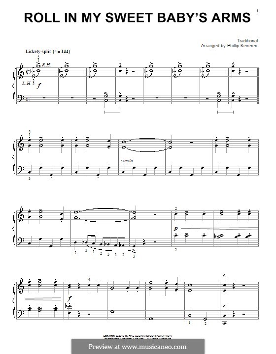 Roll in My Sweet Baby's Arms: Para Piano by folklore