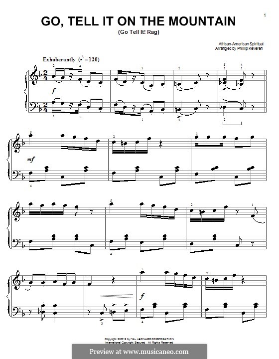 Go, Tell it on the Mountain (Printable Scores): Para Piano by folklore