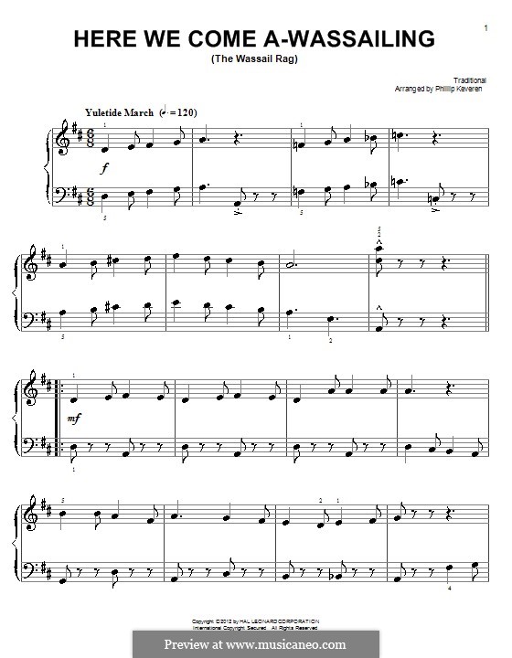 Here we Come a-Wassailing (Printable Scores): Para Piano by folklore